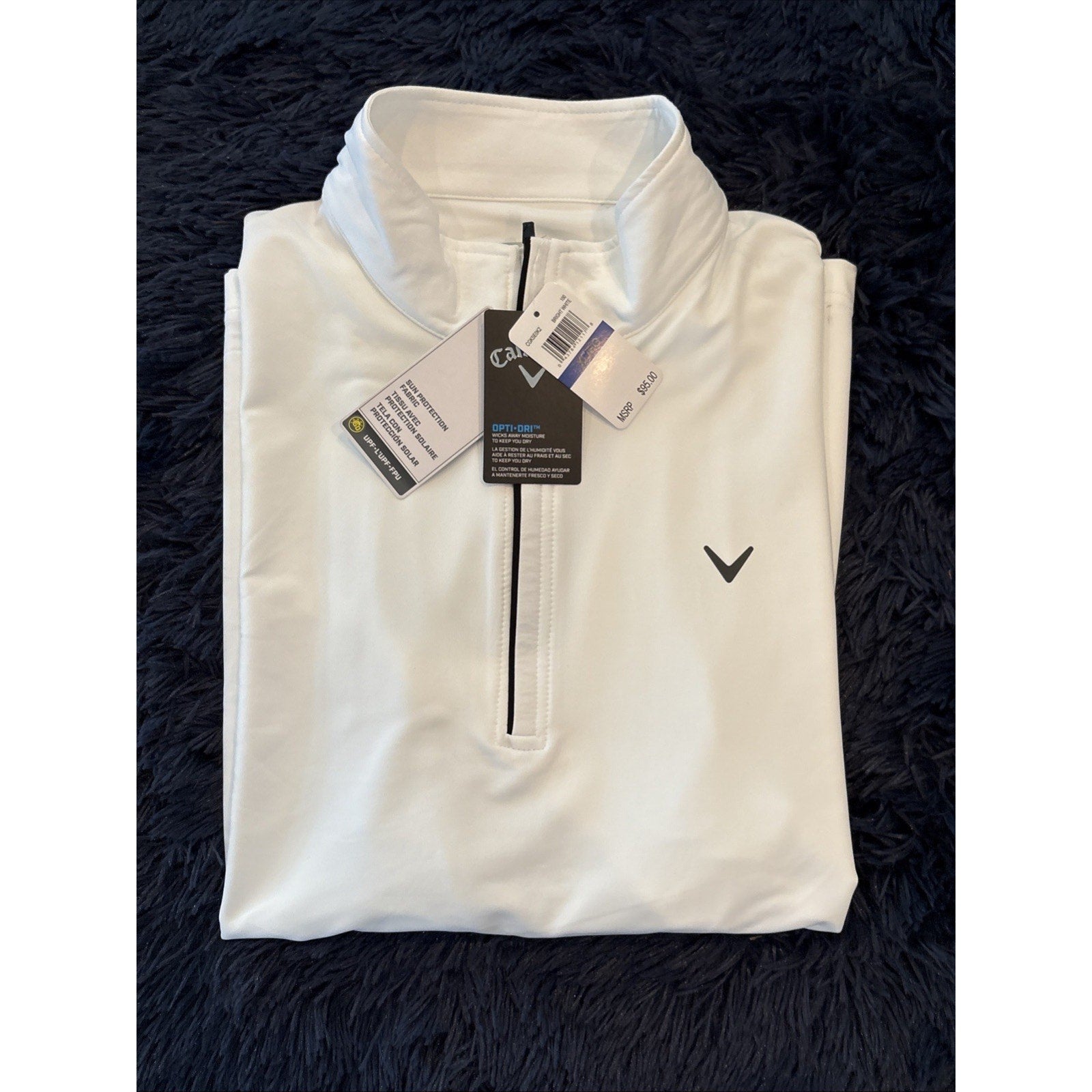 Callaway Opti Dri 1/4 Zip Pullover Men’s XL White Mock Neck Golf Jacket NWT