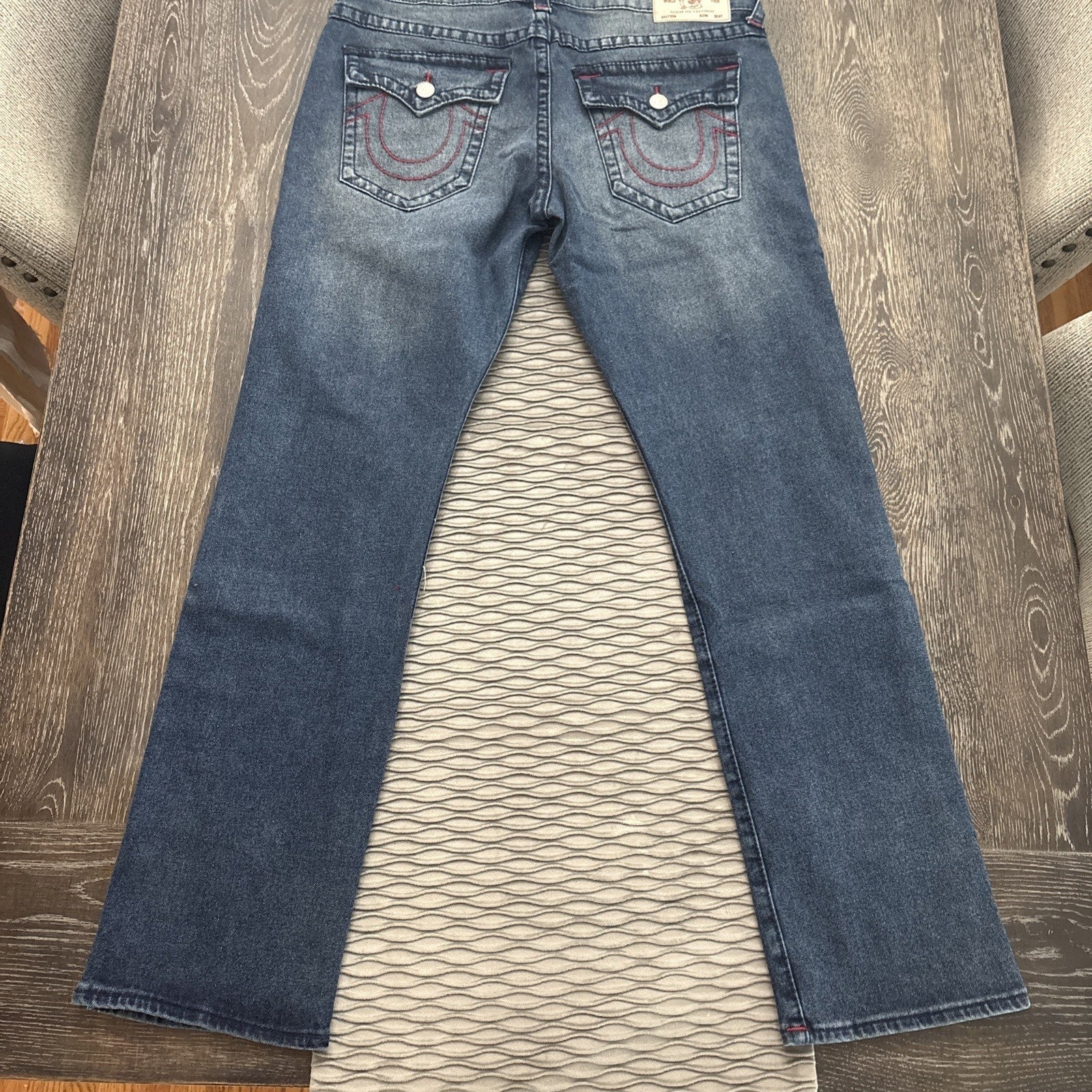 True Religion Men's Ricky Big T Flap Straight Blue Jeans (New)