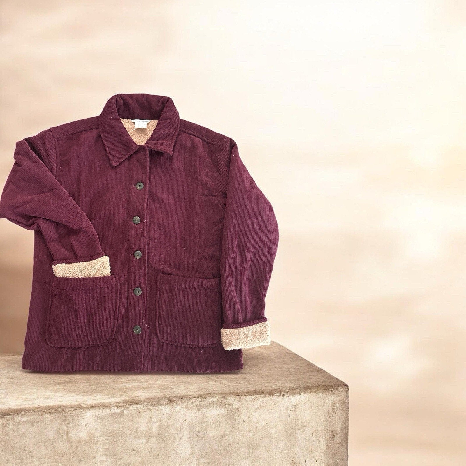 Boston Traders Burgundy Red Collared Button Mid-Length Lined Women's Jacket S
