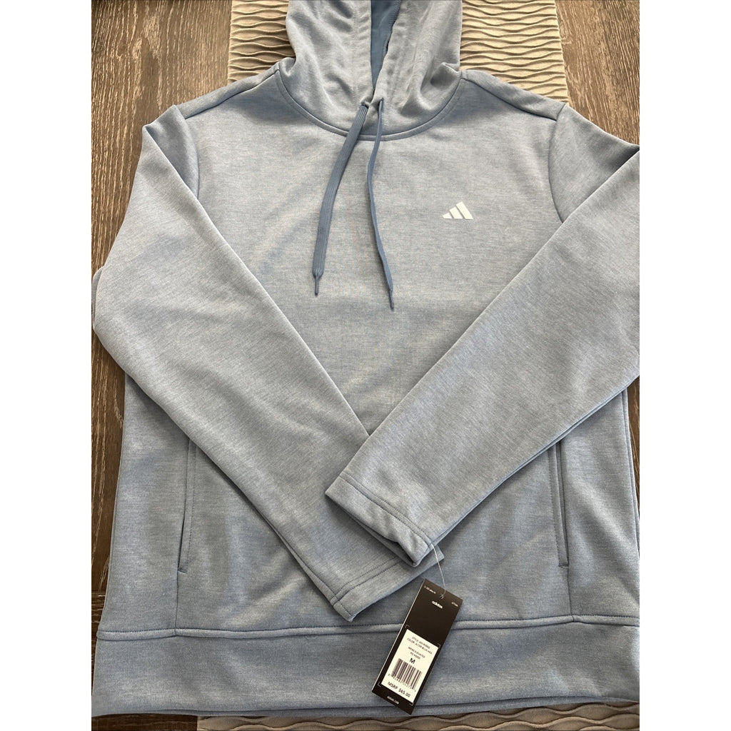Adidas Men’s Essential Fleece Pullover Hoodie Light Blue NWT Athletic Medium