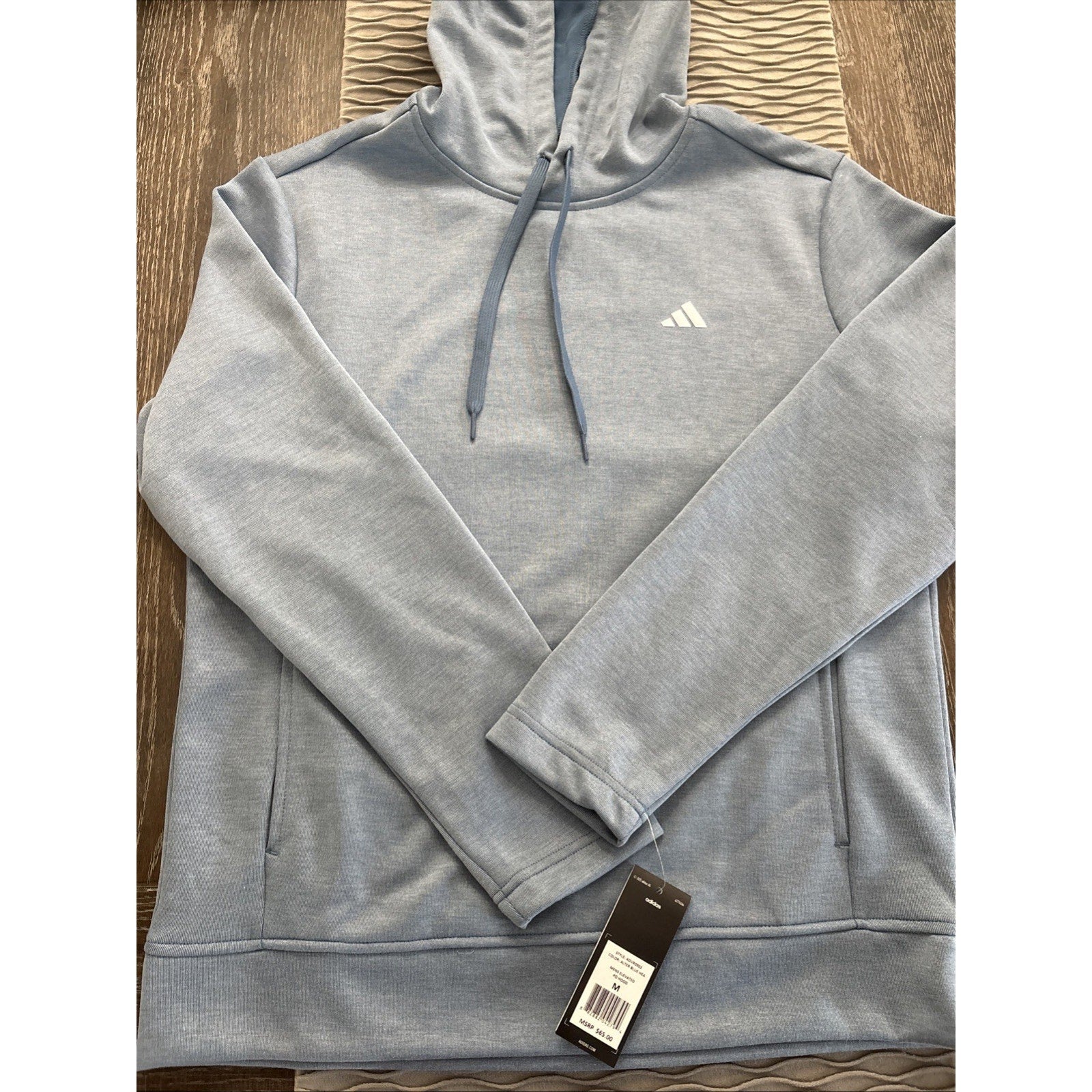 Adidas Men’s Essential Fleece Pullover Hoodie Light Blue NWT Athletic Medium