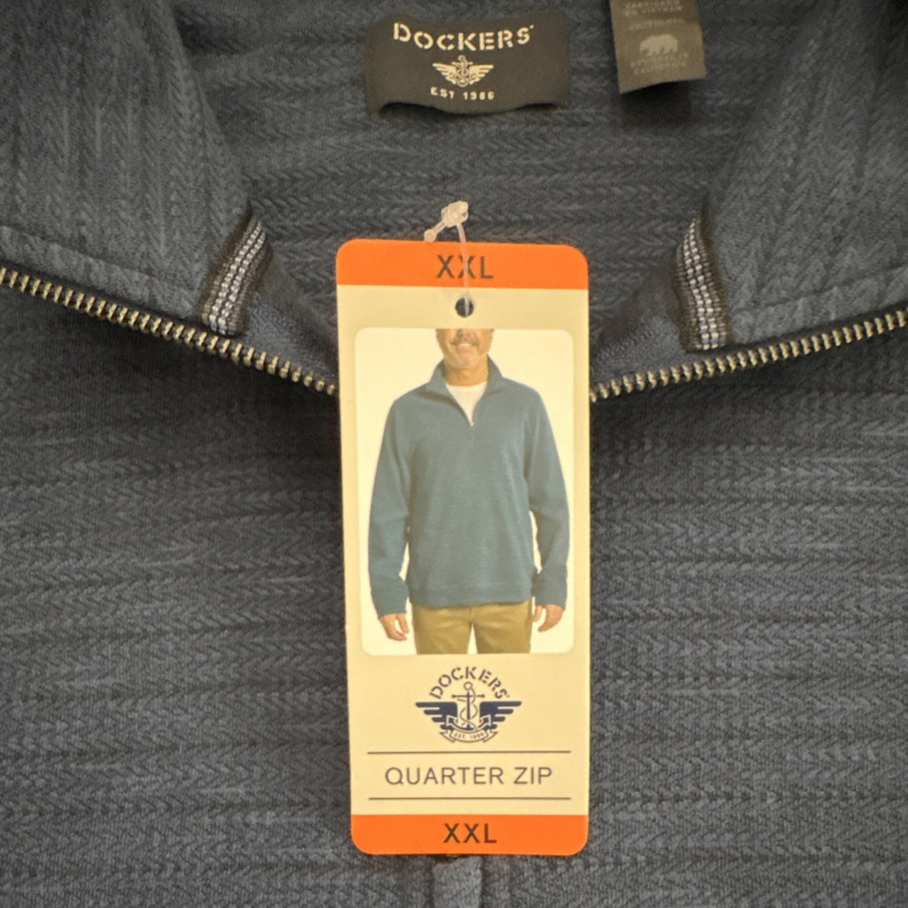 Dockers Men's Gray Knit 1/4 Zip High Neck Pullover Sweater Size XXL