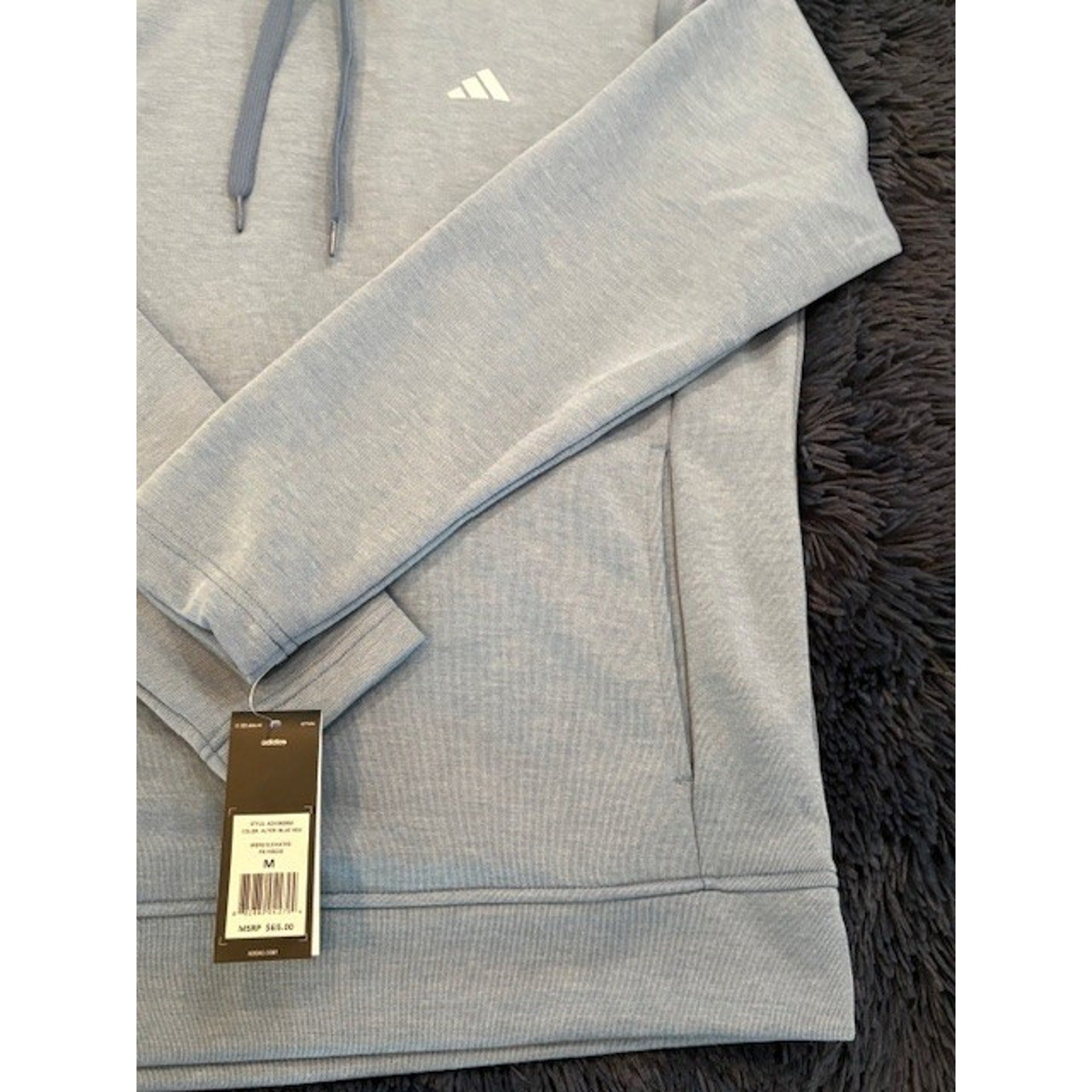Adidas Men’s Essential Fleece Pullover Hoodie Light Blue NWT Athletic Medium