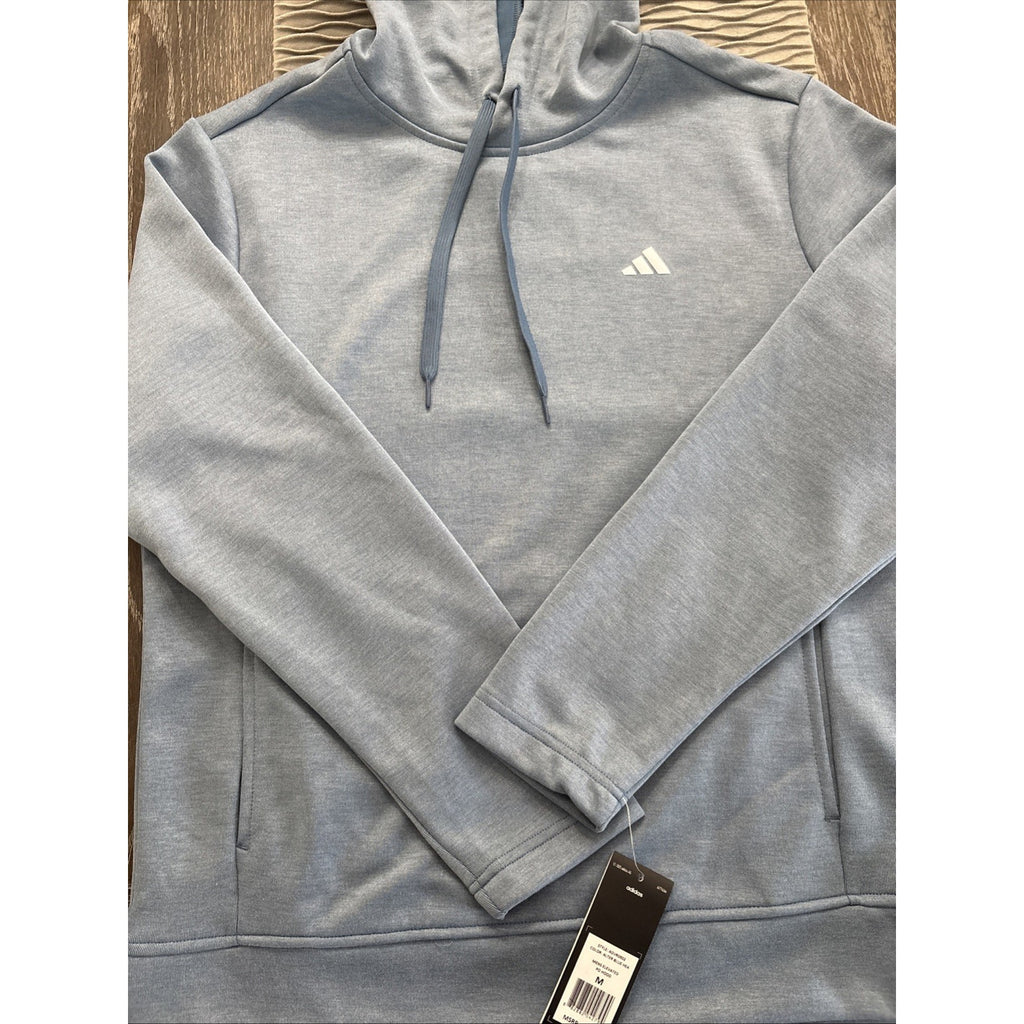 Adidas Men’s Essential Fleece Pullover Hoodie Light Blue NWT Athletic Medium
