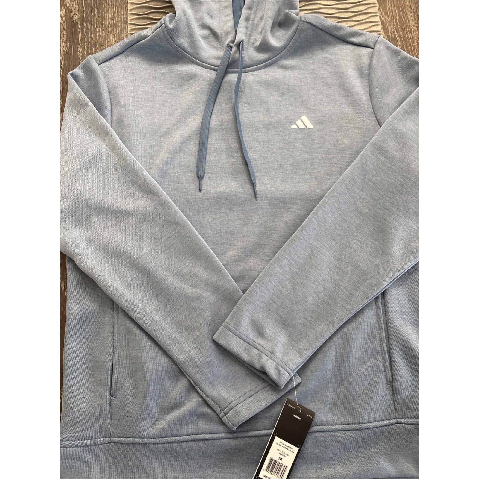 Adidas Men’s Essential Fleece Pullover Hoodie Light Blue NWT Athletic Medium