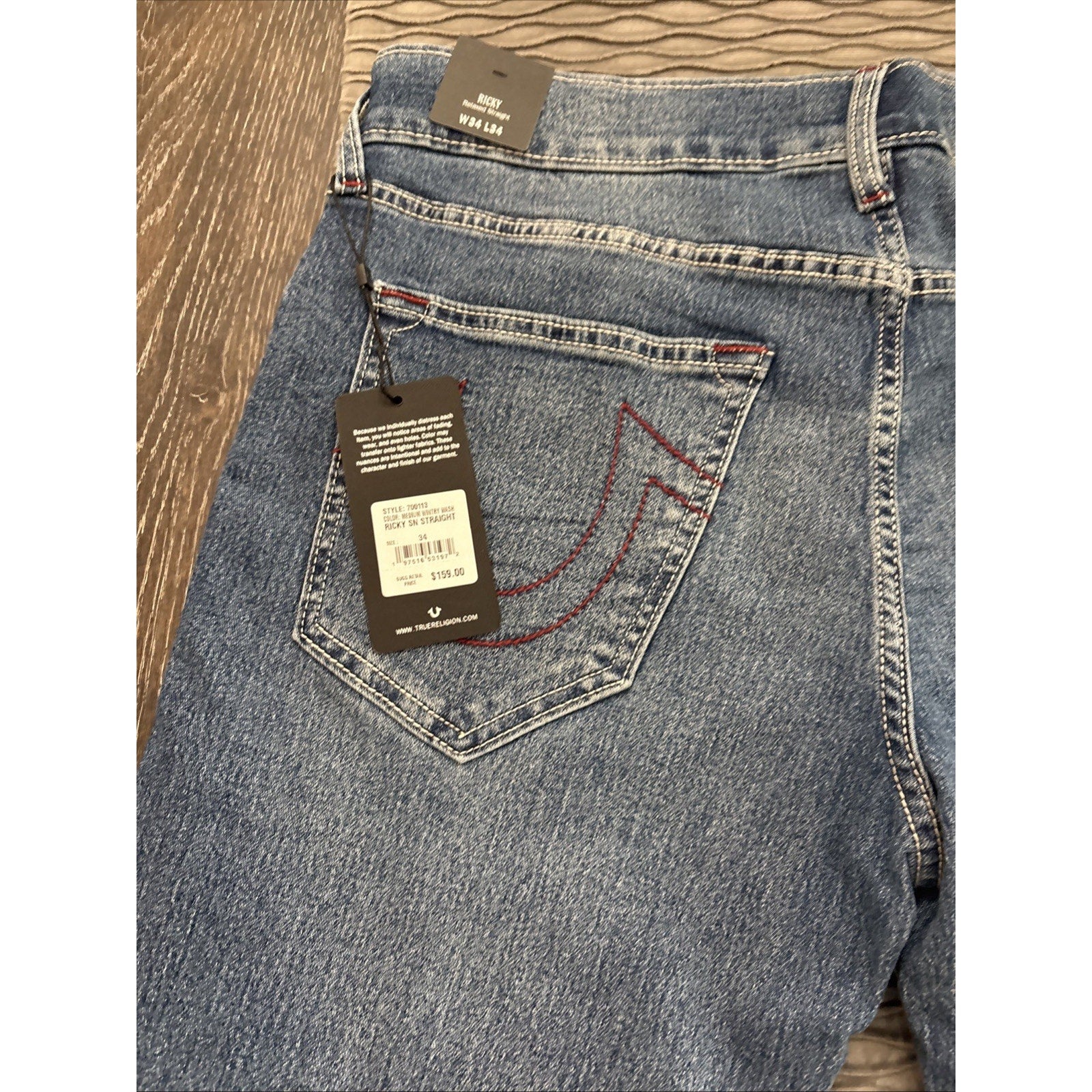 True Religion Mens's Ricky SN Straight Blue Jeans (NEW)