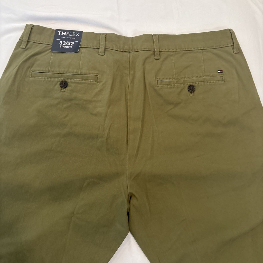 Tommy Hilfiger TH Flex Men’s Chino Pants Olive Green 33x32 Straight Fit NWT