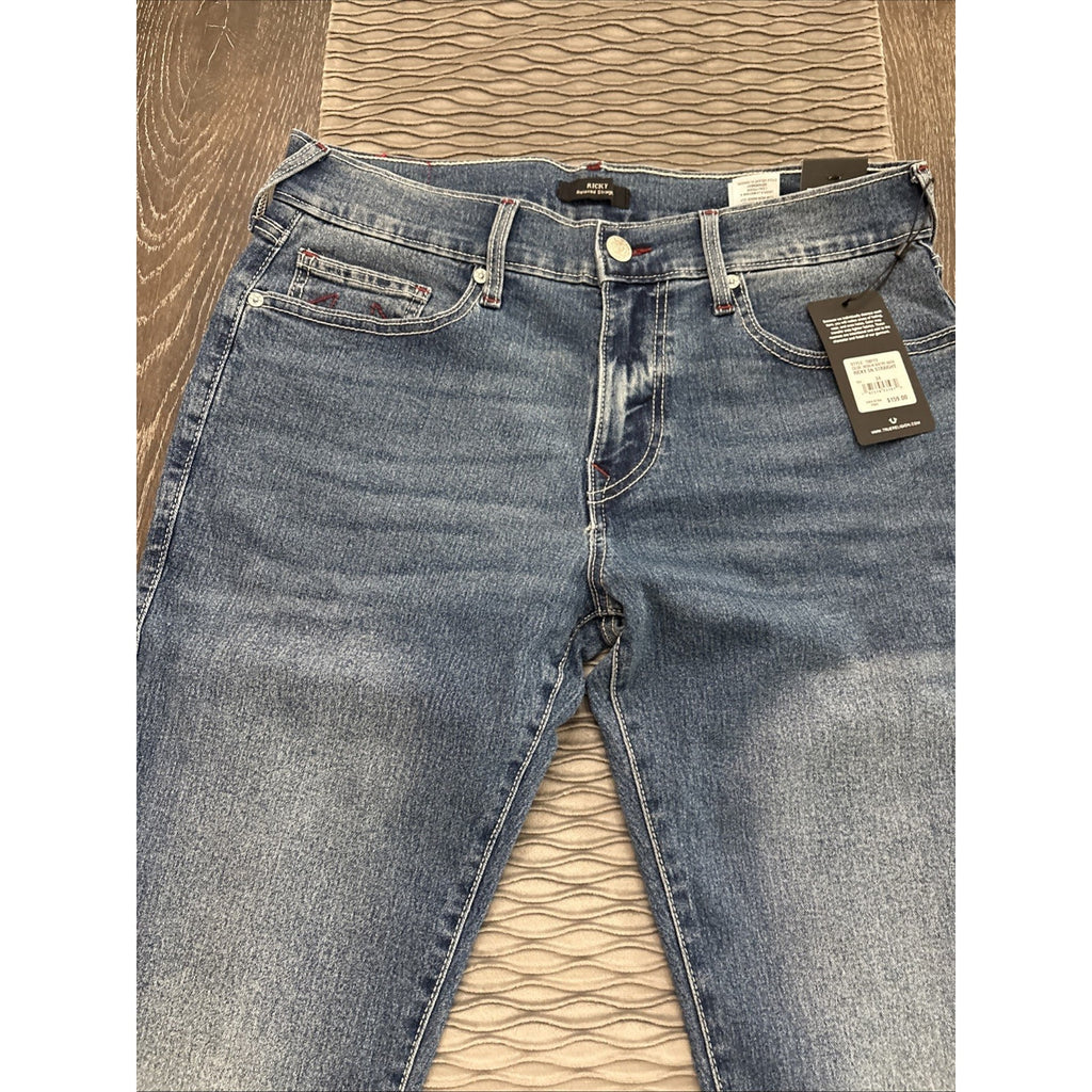 True Religion Mens's Ricky SN Straight Blue Jeans (NEW)