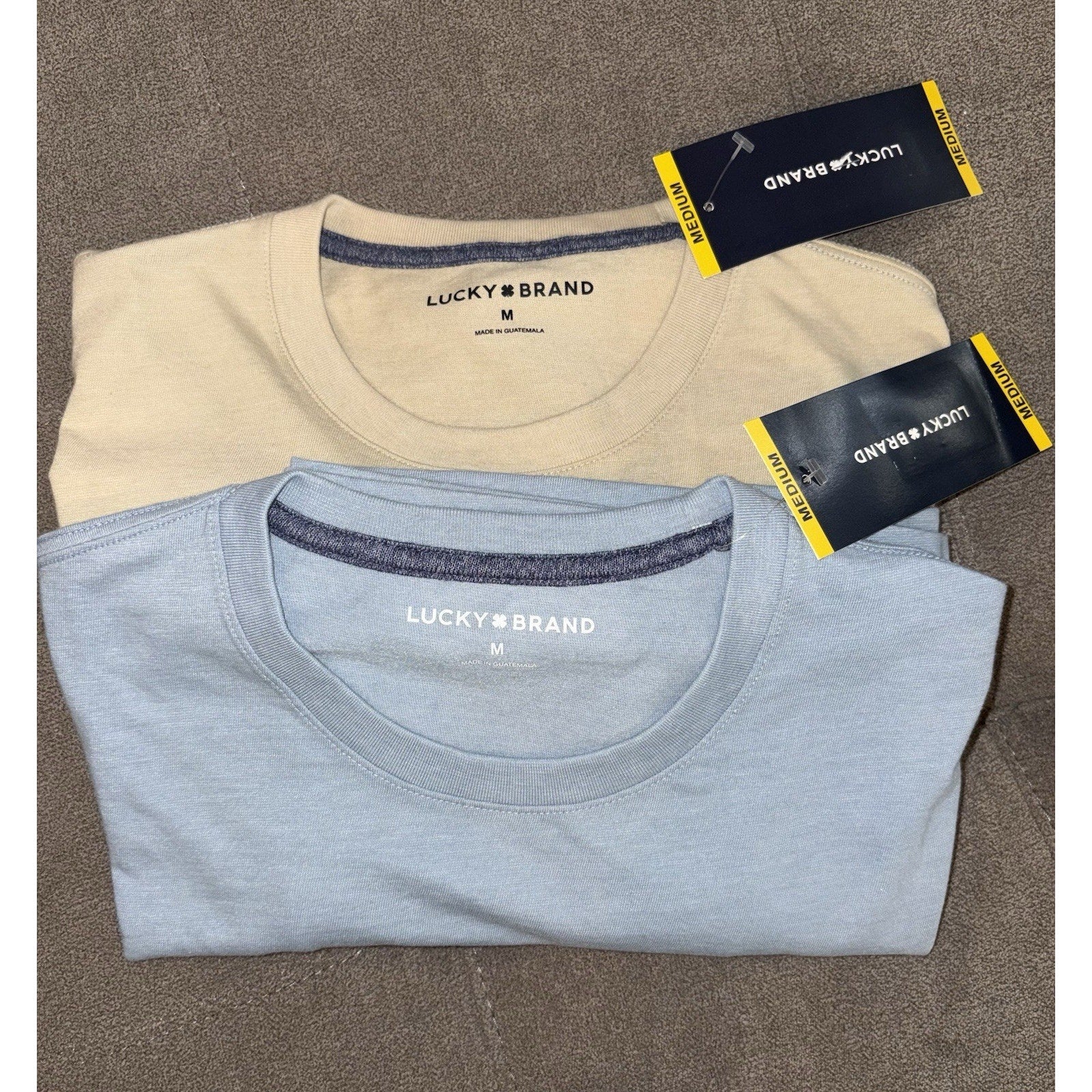 Lucky Brand Men’s T-Shirt Medium NWT Blue (or Beige) Short Sleeve Crew Neck