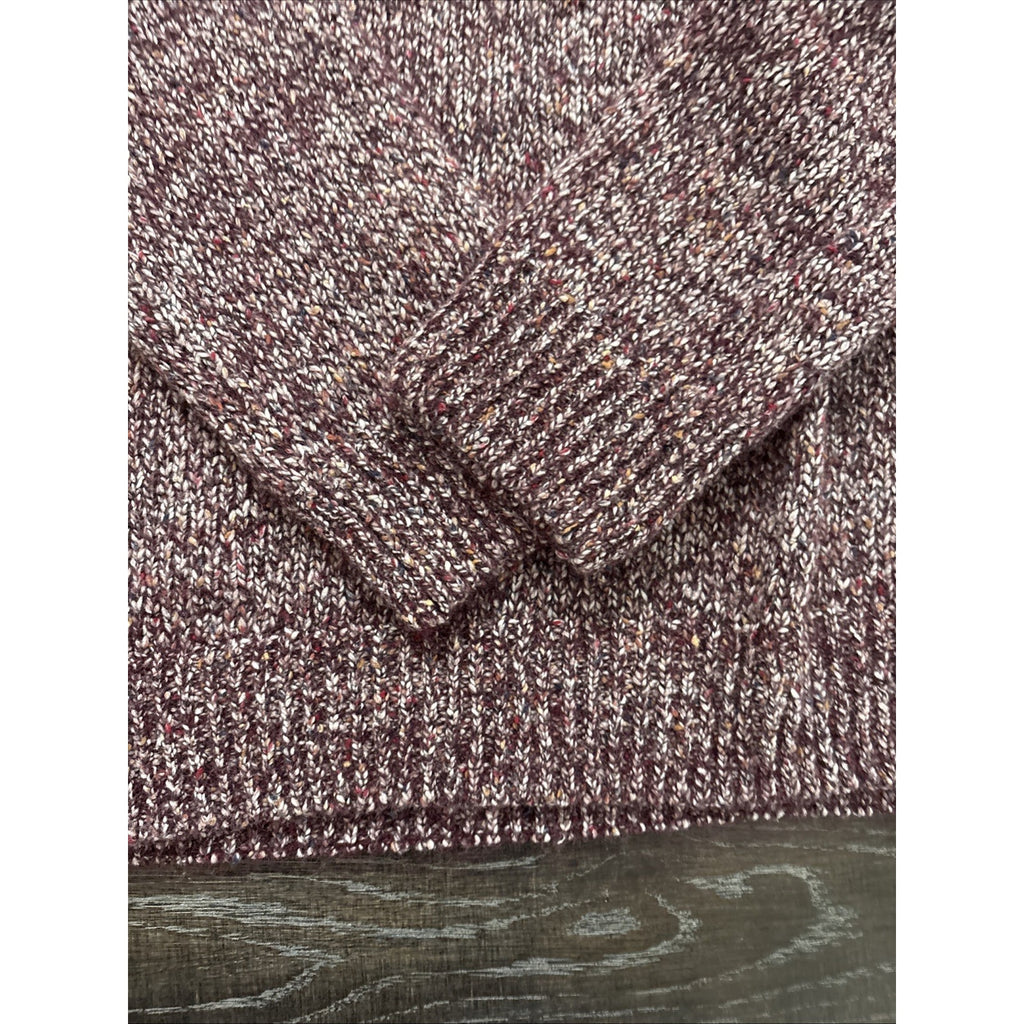 Express Men's Crewneck Sweater Size Large Burgundy Marled Knit Pullover Soft Cas