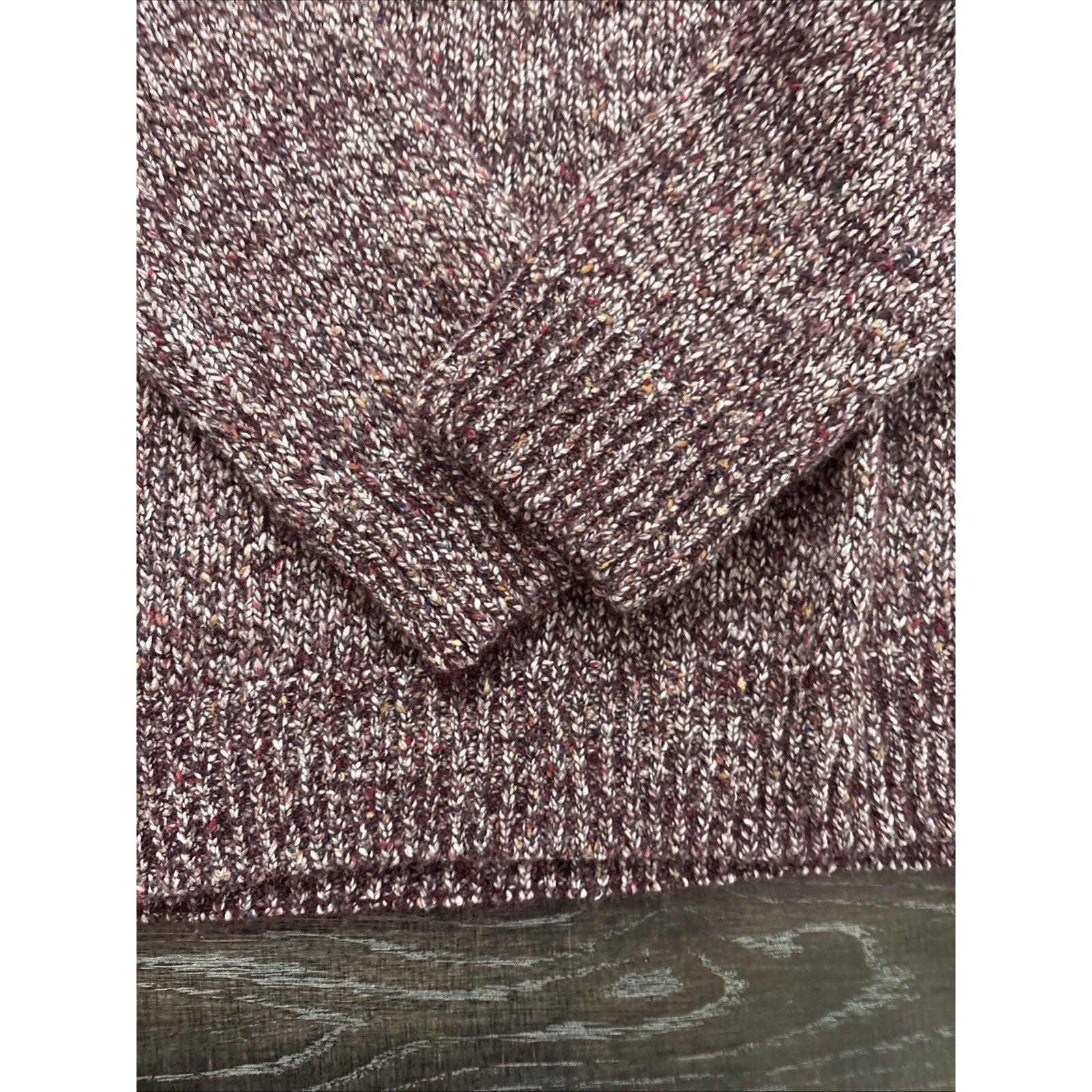 Express Men's Crewneck Sweater Size Large Burgundy Marled Knit Pullover Soft Cas