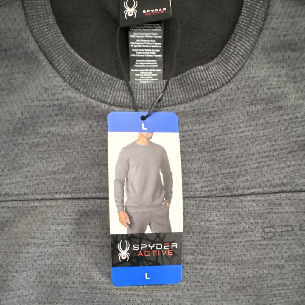 Spyder Active Gray Knit Crew Neck Pullover Sweatshirt Men's Size L