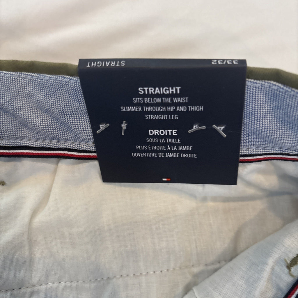 Tommy Hilfiger TH Flex Men’s Chino Pants Olive Green 33x32 Straight Fit NWT