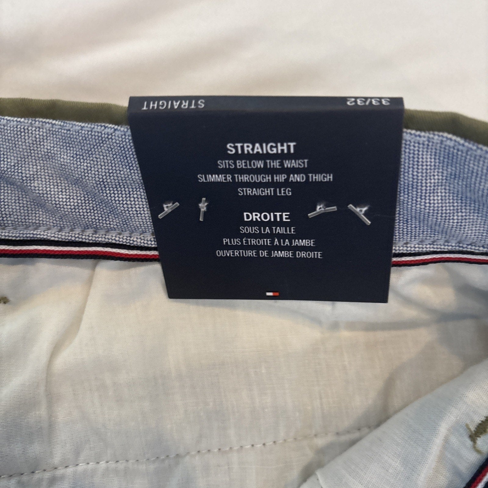 Tommy Hilfiger TH Flex Men’s Chino Pants Olive Green 33x32 Straight Fit NWT