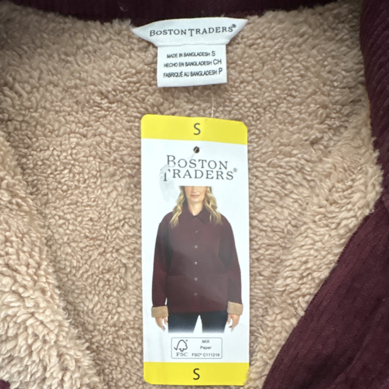 Boston Traders Burgundy Red Collared Button Mid-Length Lined Women's Jacket S