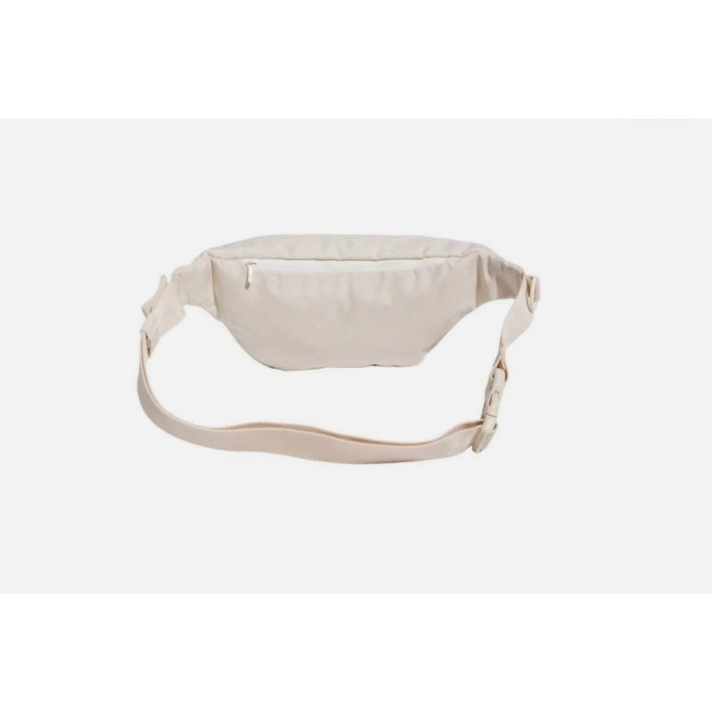 Adidas Waist Pack Hiking Zipper 2 Pockets Adjustable Strap Fabric Beige Unisex