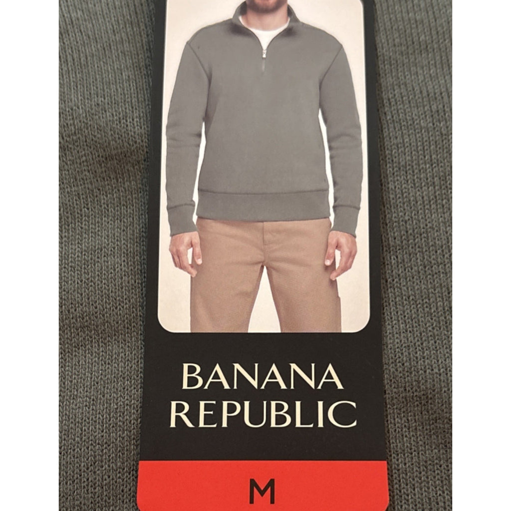Banana Republic Men's Green Knit 1/4 Zip Mock Neck Pullover Sweater Size M