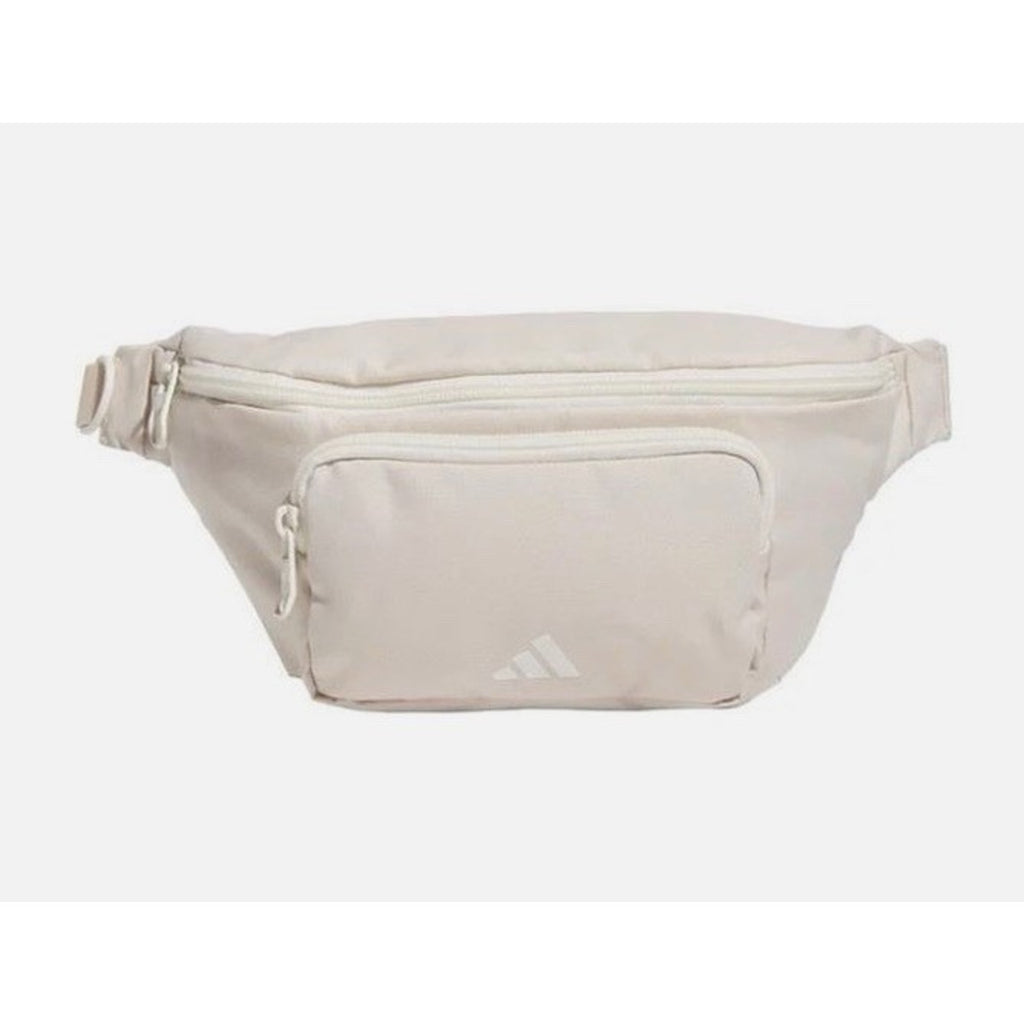 Adidas Waist Pack Hiking Zipper 2 Pockets Adjustable Strap Fabric Beige Unisex