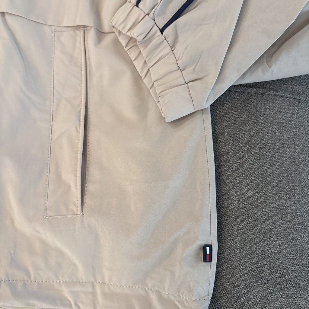 Tommy Hilfiger Jacket Women XL Beige Hooded Lightweight Windbreaker (NWT)