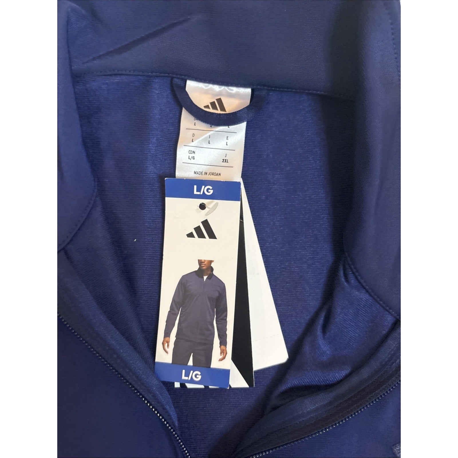 Adidas Men’s Light Navy-Blue Sweat Jacket - Large