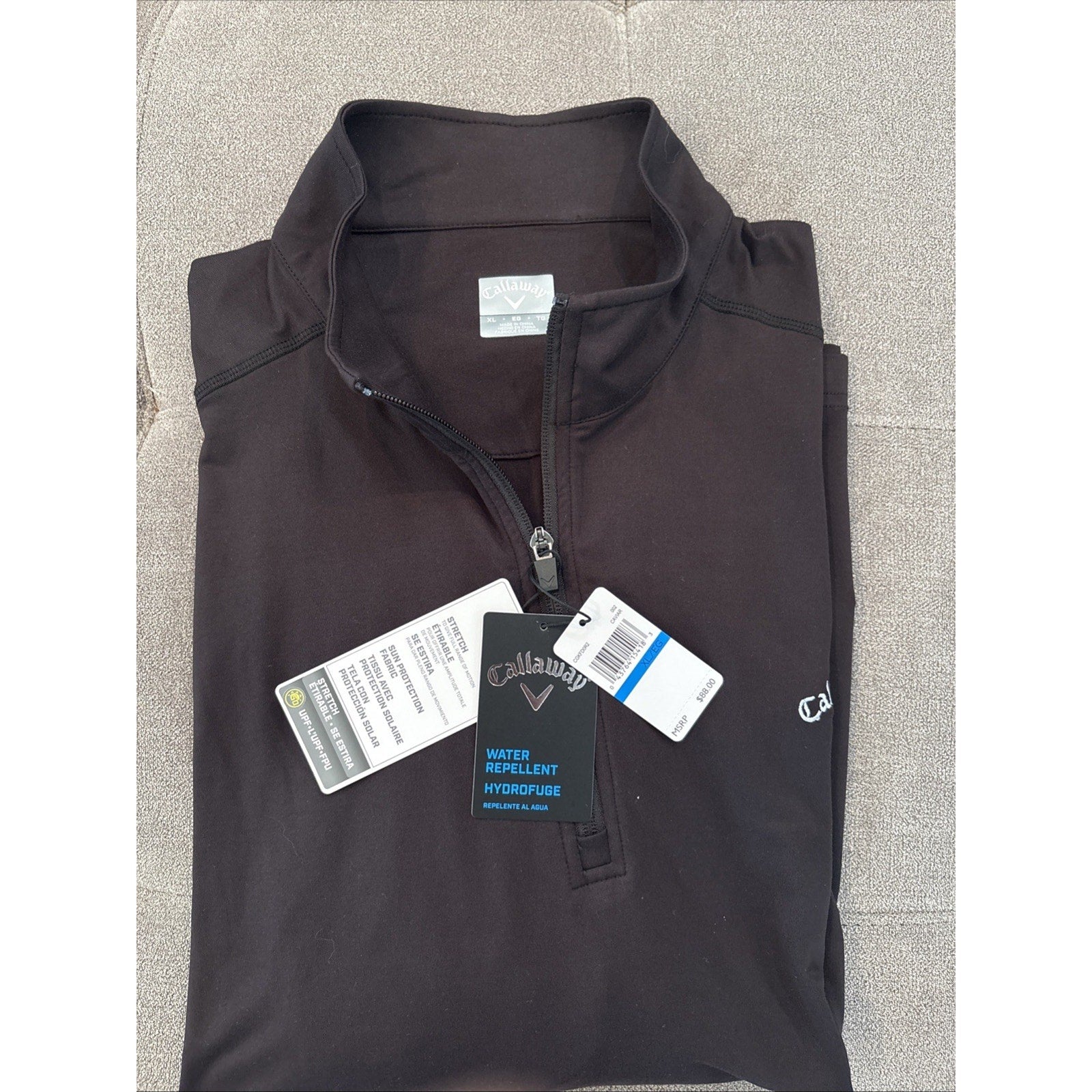 Callaway Opti-Dri Water Repellent 1/4 Zip Golf Pullover Mens X-Large NWT Black
