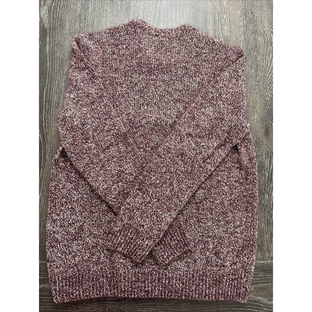 Express Men's Crewneck Sweater Size Large Burgundy Marled Knit Pullover Soft Cas