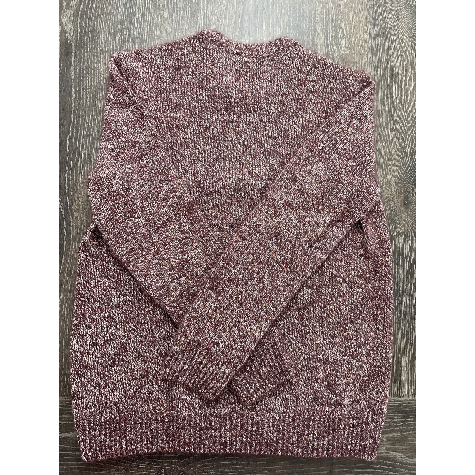 Express Men's Crewneck Sweater Size Large Burgundy Marled Knit Pullover Soft Cas