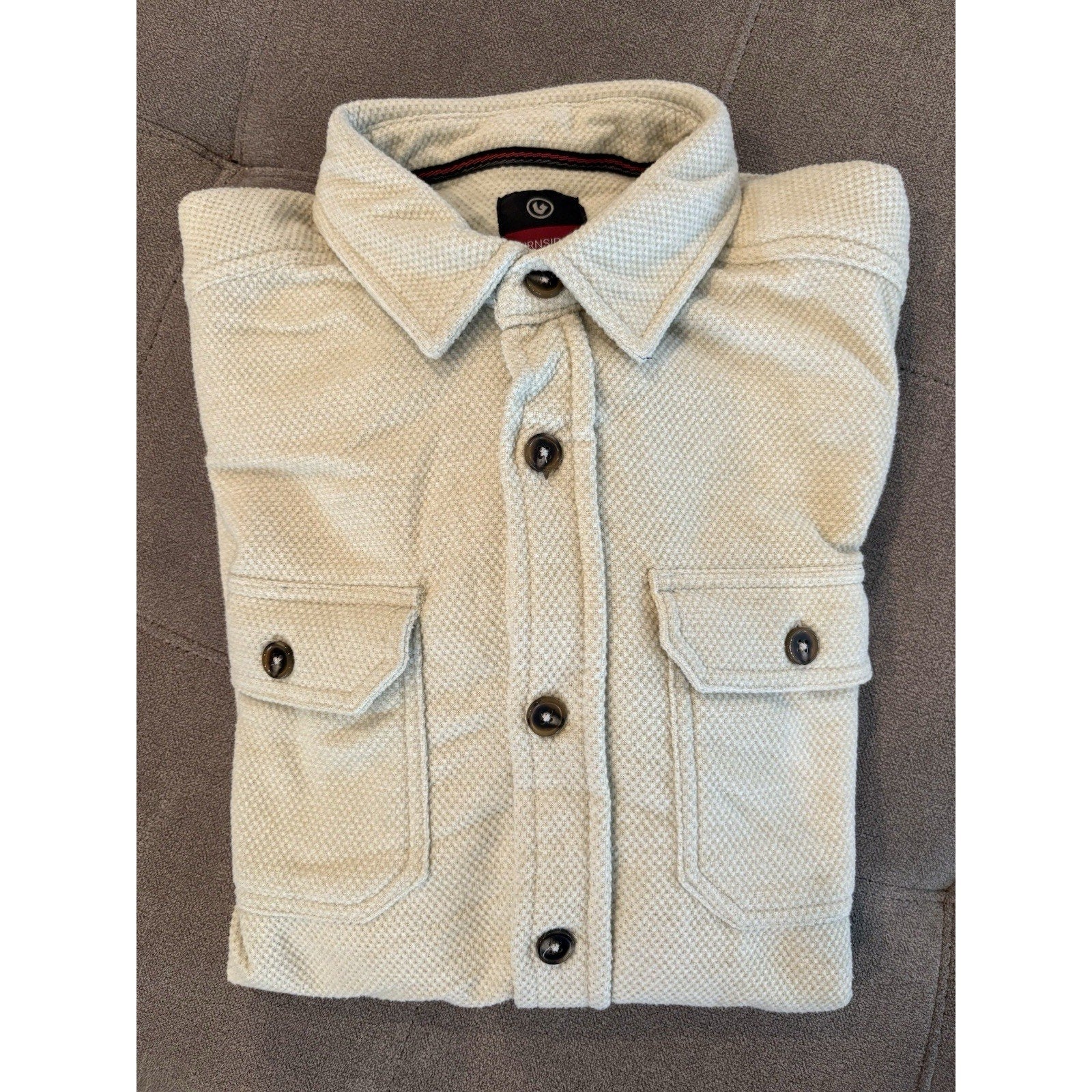 Burnside Flannel Shirt Men’s Size Small Cream Button Up Pockets New Tags