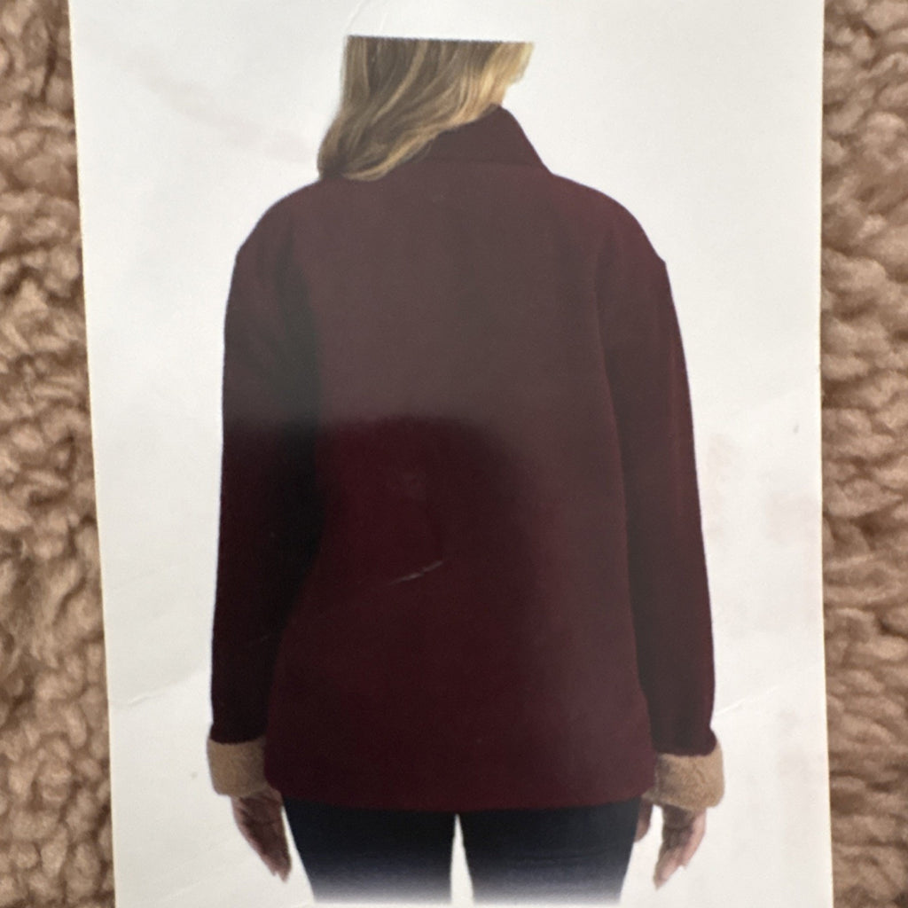 Boston Traders Burgundy Red Collared Button Mid-Length Lined Women's Jacket S
