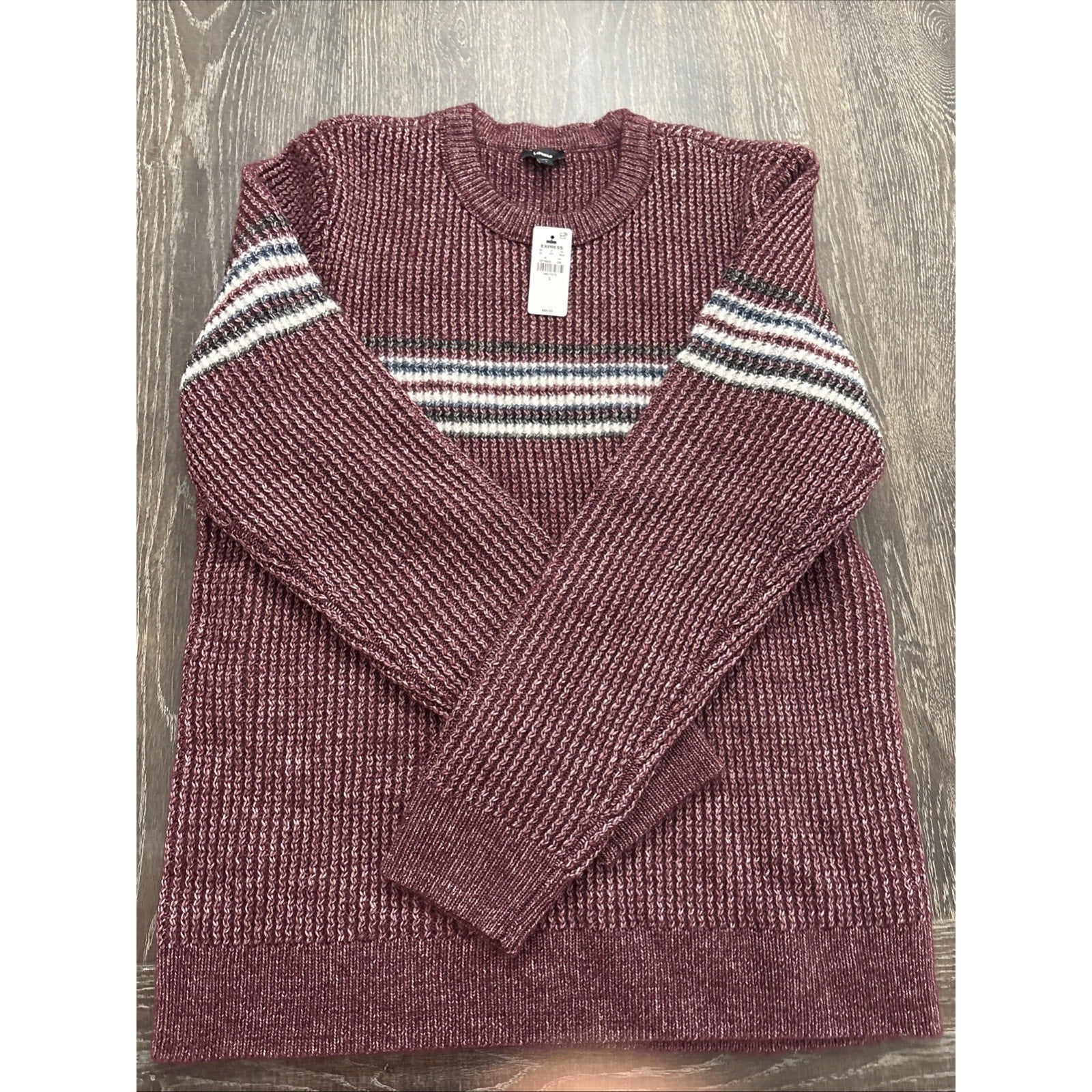 Express Men's Burgundy Crewneck Sweater Size Large
