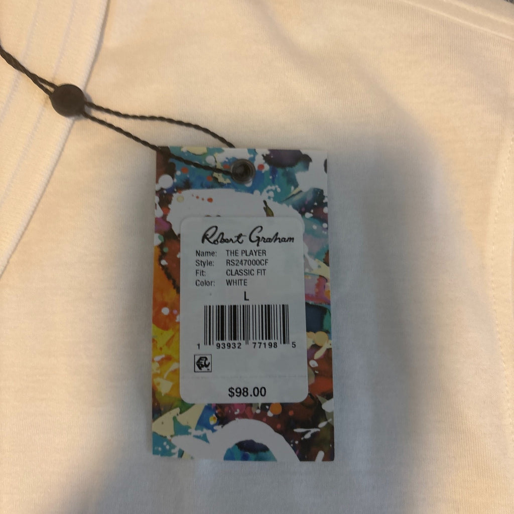Robert Graham Men's White-Collar Shirt -Large