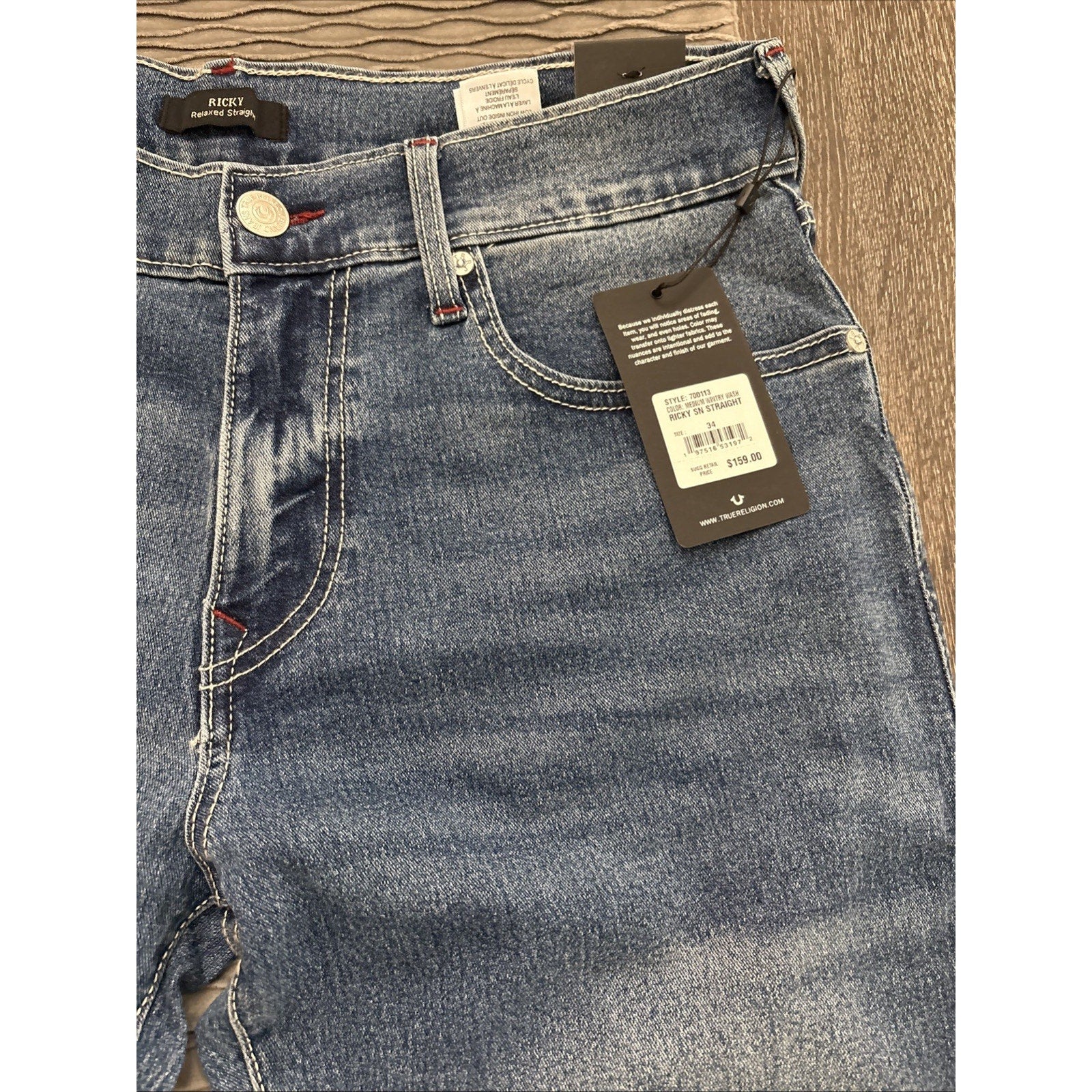 True Religion Mens's Ricky SN Straight Blue Jeans (NEW)