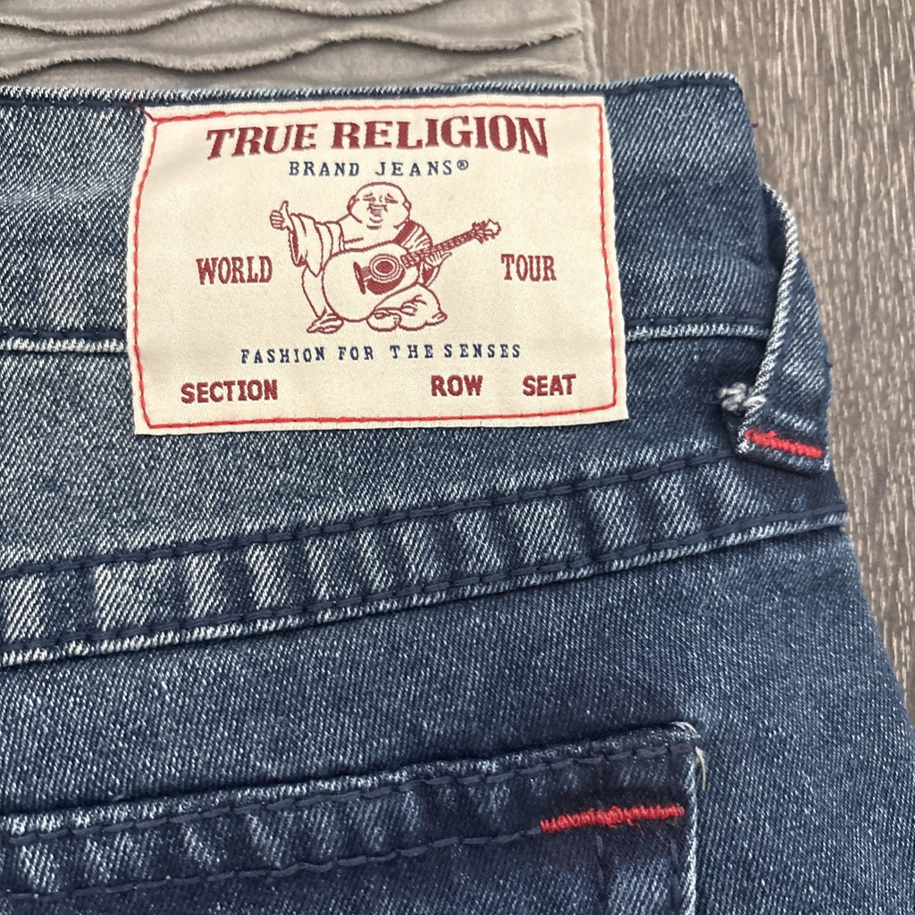 True Religion Men's Ricky Big T Flap Straight Blue Jeans (New)