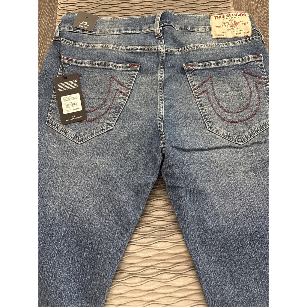 True Religion Mens's Ricky SN Straight Blue Jeans (NEW)