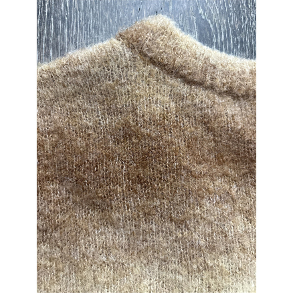 Express Men's V-Neck Sweater Size Large Brown Striped Knit Pullover Soft