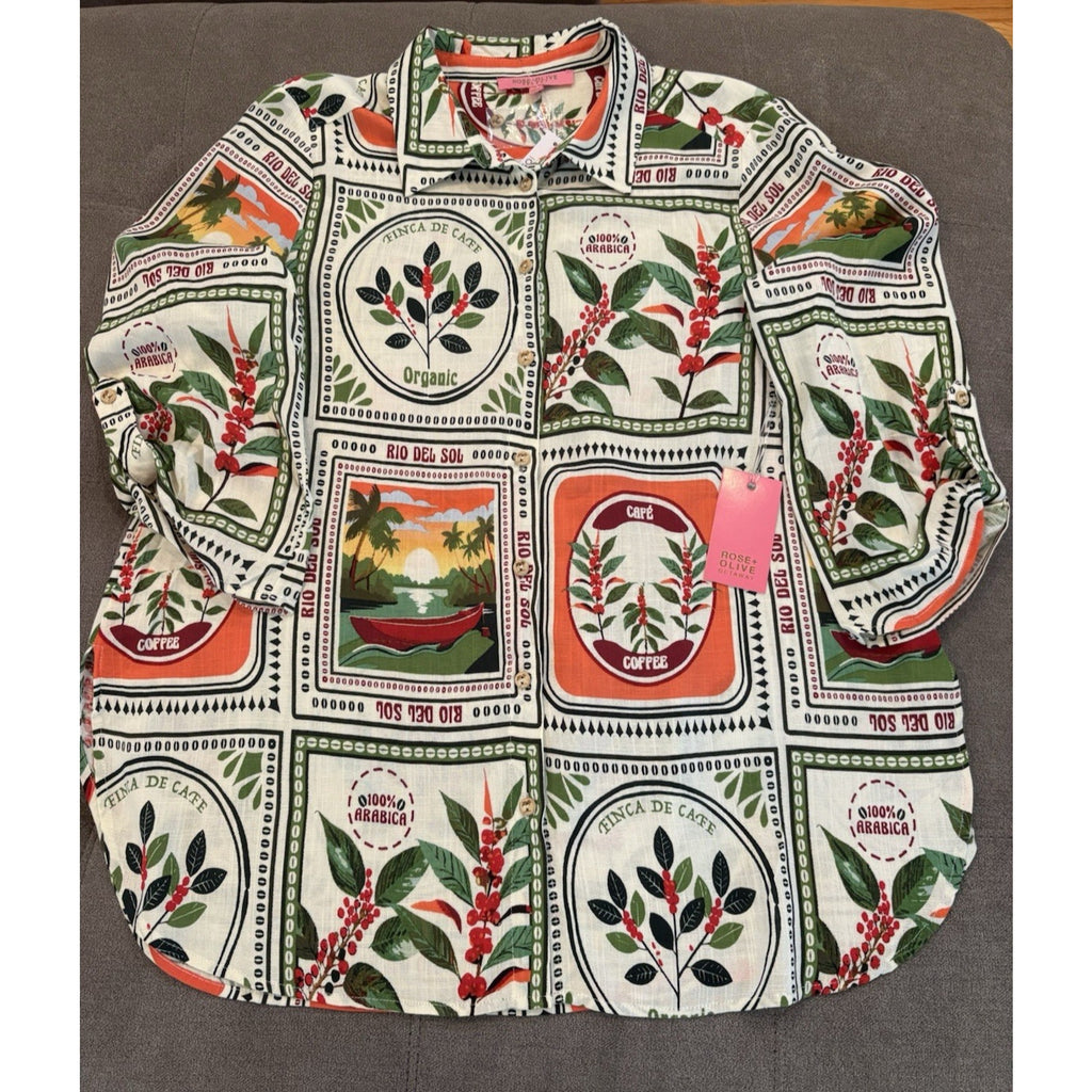 Rose and Olive Women’s Long Sleeve Blouse Size Large (NWT)