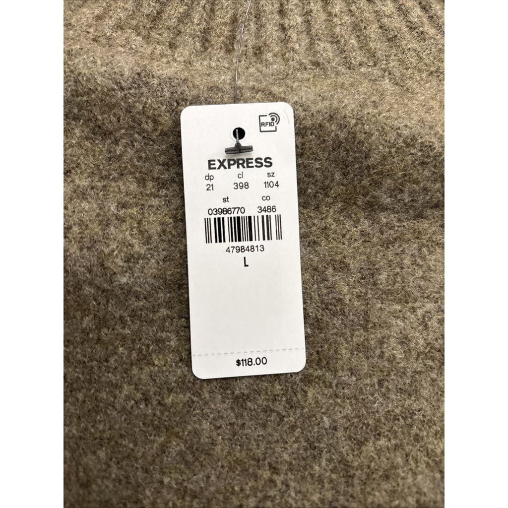 Express Men's Crewneck Sweater Size Large Tan Knit Pullover Soft Casual Classic
