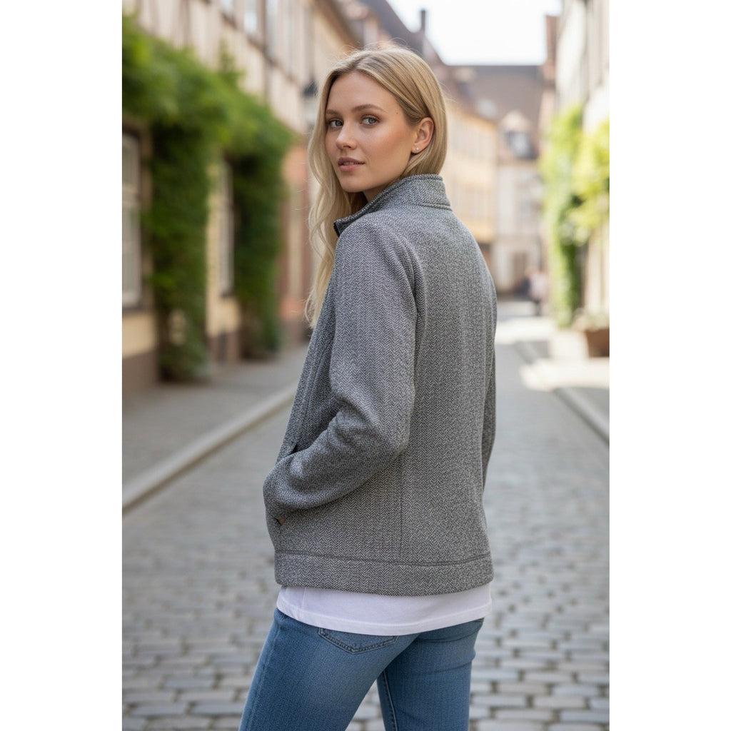 Marc New York Andrew Marc MNY Gray Herringbone Zip Mid-Length Women's Jacket M
