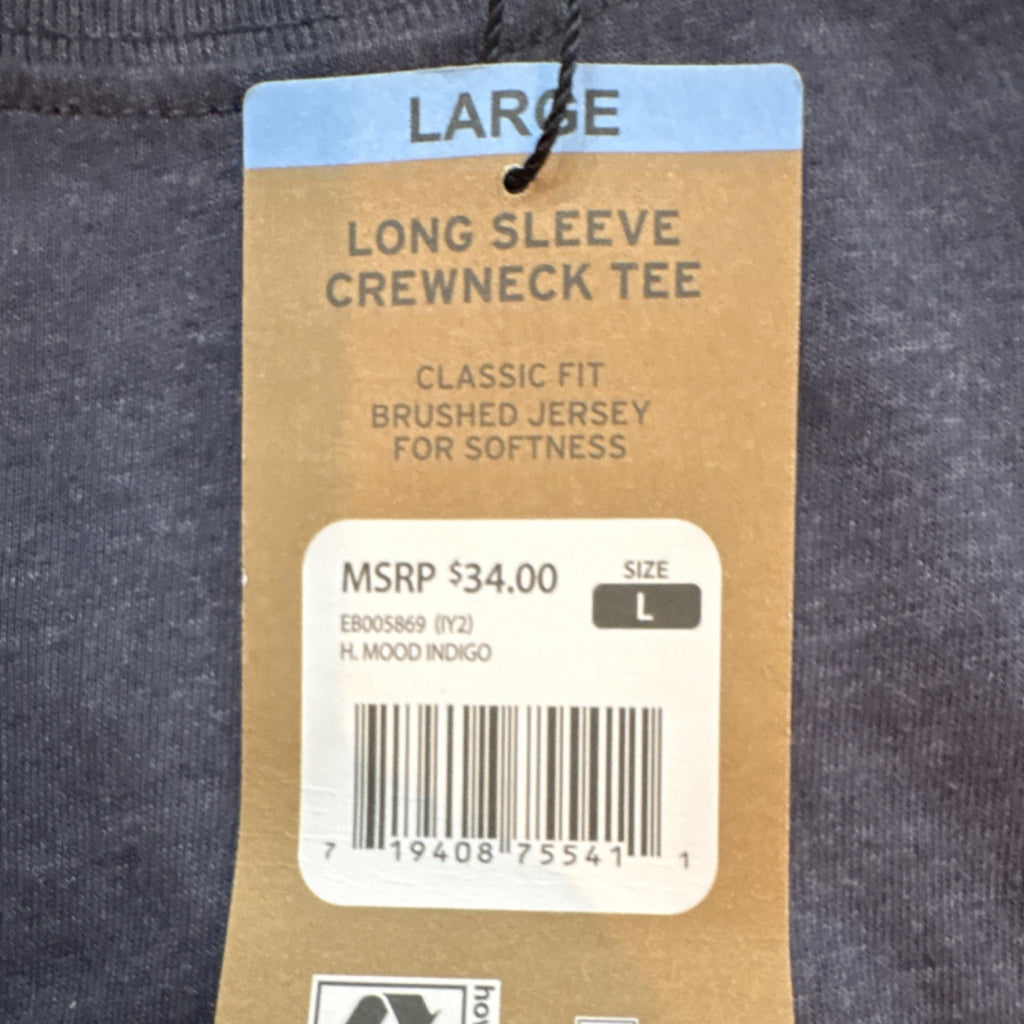 Eddie Bauer Men's Long Sleeve Crewneck Brushed Jersey Tee Mood Indigo Size L