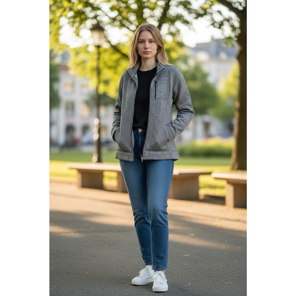 Marc New York Andrew Marc MNY Gray Herringbone Zip Mid-Length Women's Jacket M