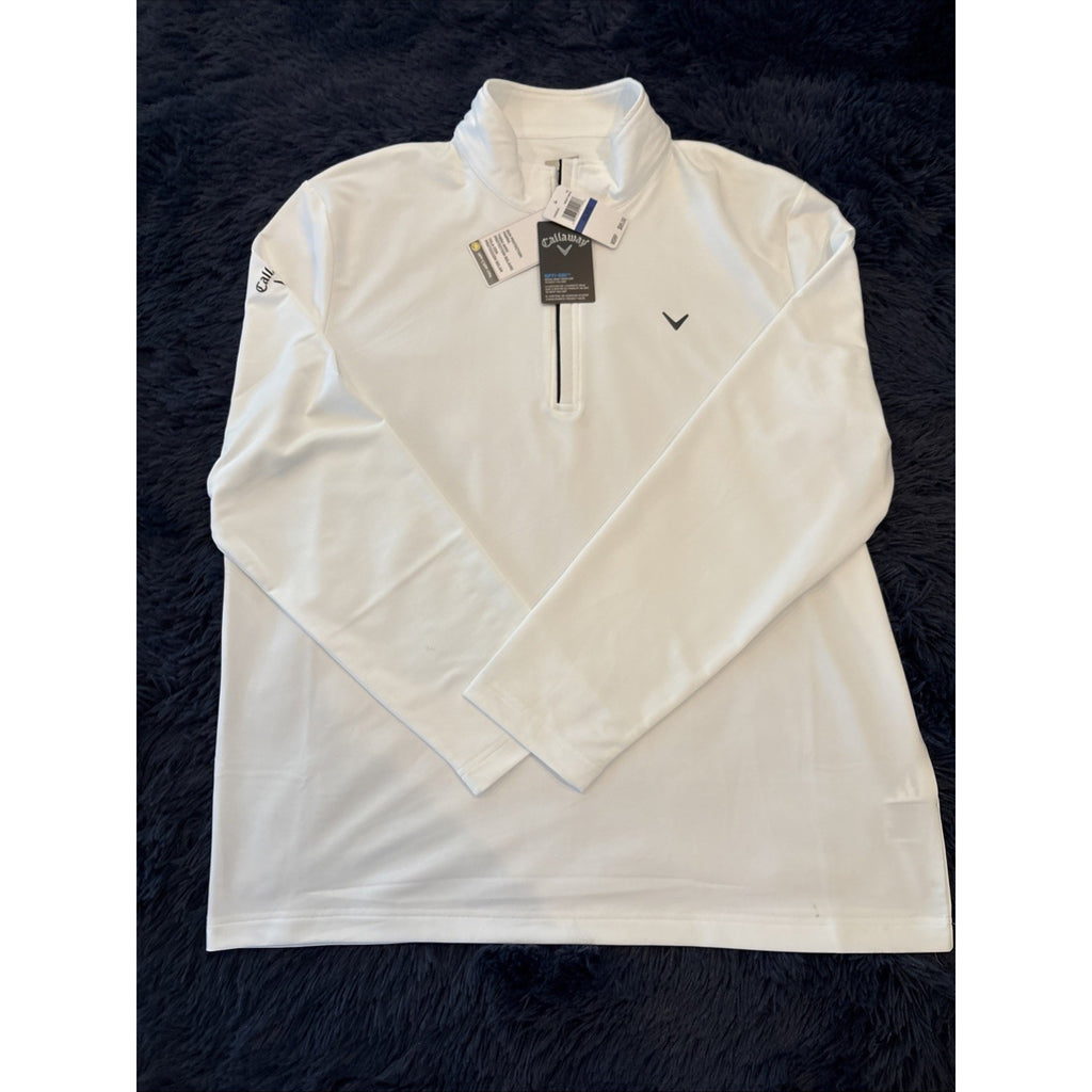 Callaway Opti Dri 1/4 Zip Pullover Men’s XL White Mock Neck Golf Jacket NWT