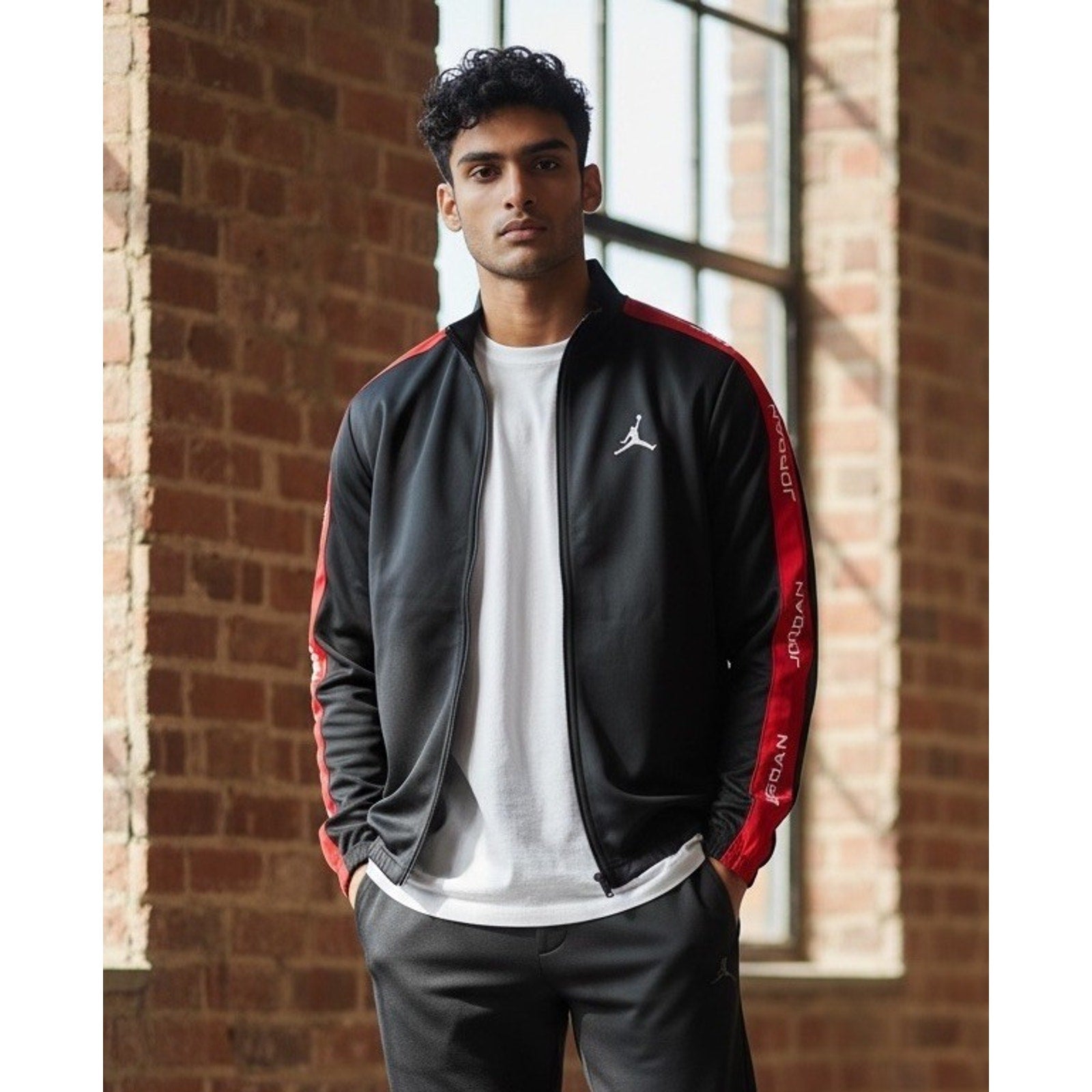 Nike Air Jordan Jumpman Full Zip Track Jacket Black Red Men's NWT