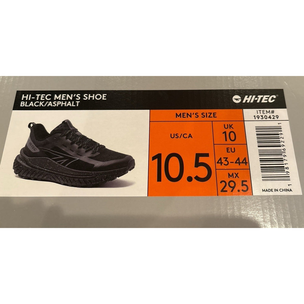 Hi-Tec Men's Athletic Sneaker Lace Up Low Top Black/Asphalt Solid 1930429