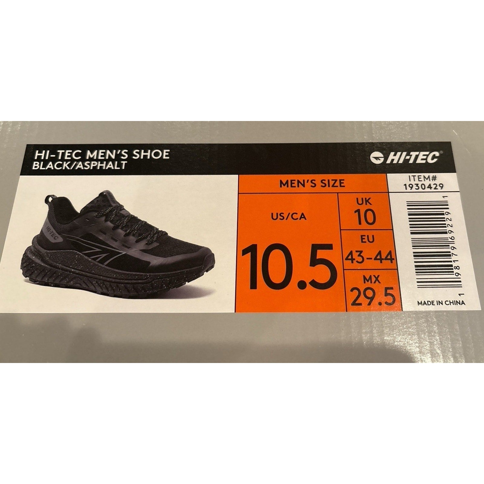 Hi-Tec Men's Athletic Sneaker Lace Up Low Top Black/Asphalt Solid 1930429