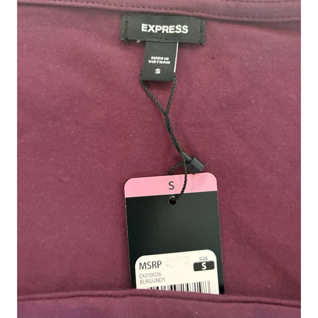 Express Women Square Neck, Long Sleeve Burgundy Top