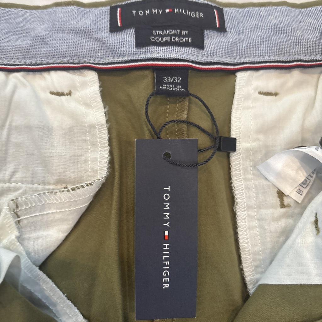 Tommy Hilfiger TH Flex Men’s Chino Pants Olive Green 33x32 Straight Fit NWT