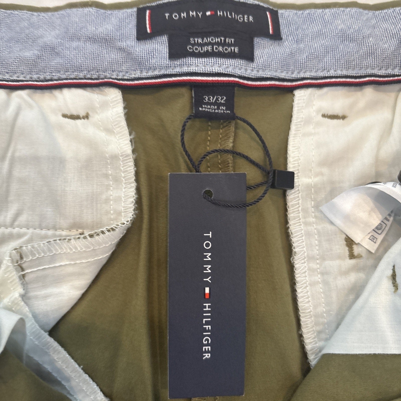 Tommy Hilfiger TH Flex Men’s Chino Pants Olive Green 33x32 Straight Fit NWT