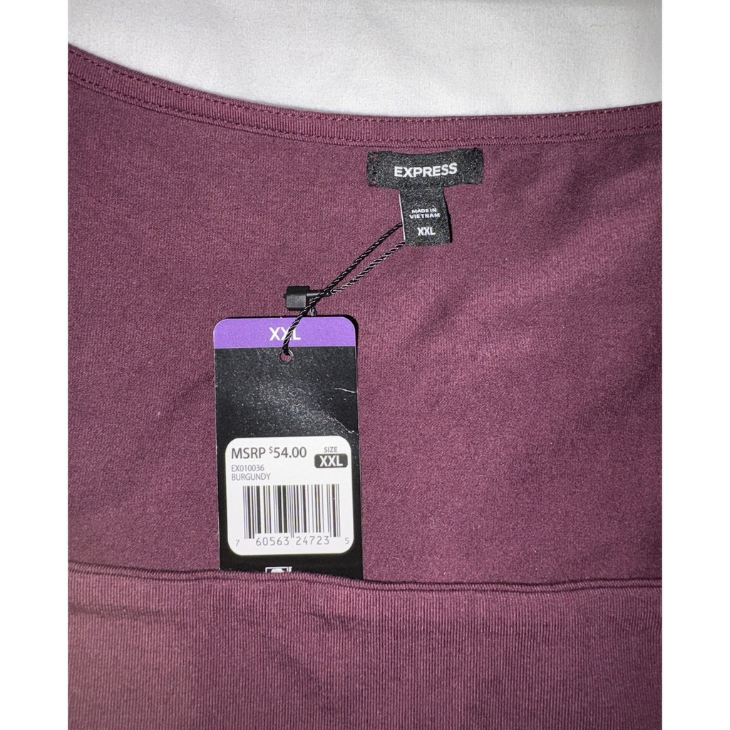 Express Women Square Neck, Long Sleeve Burgundy Top