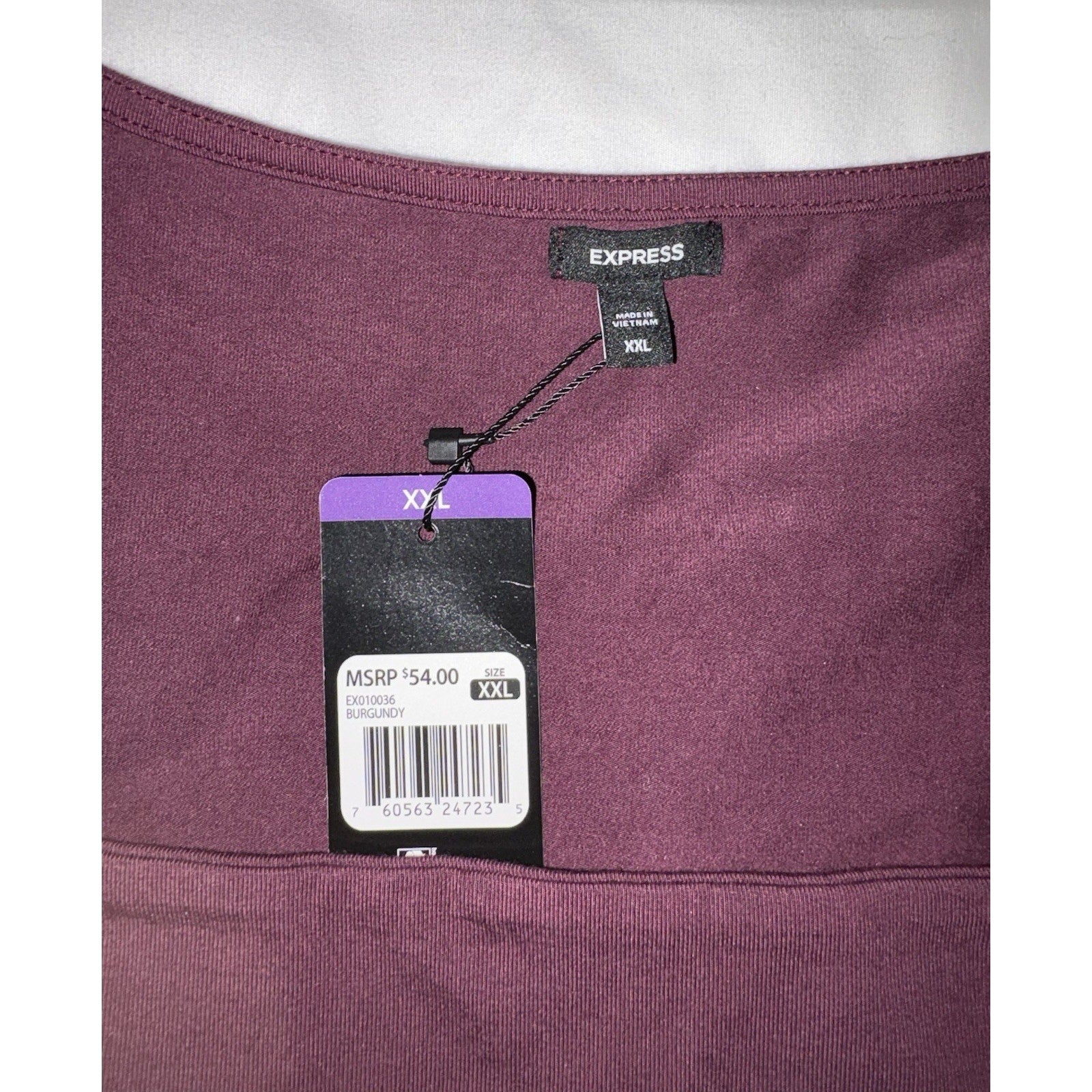Express Women Square Neck, Long Sleeve Burgundy Top