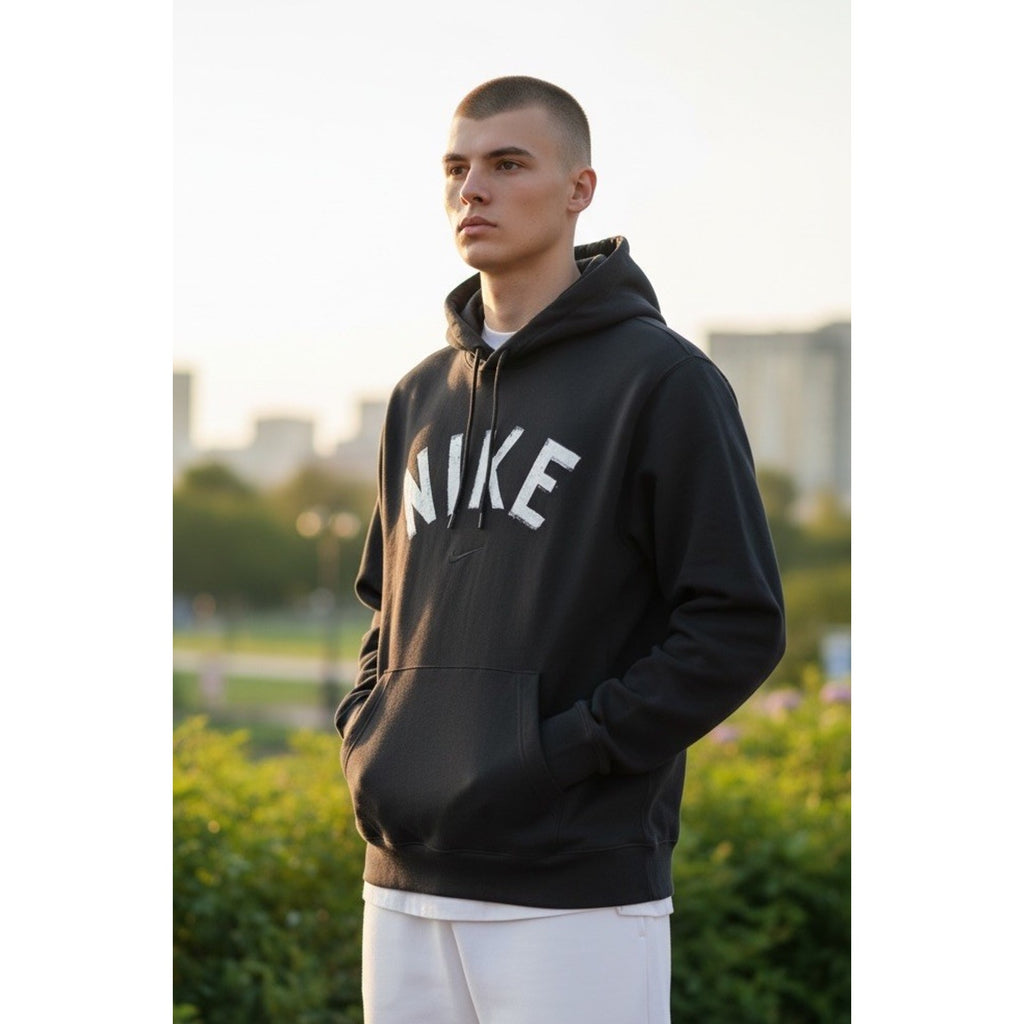 Nike Men's Black Pullover Hoodie Large NIKE Logo Kangaroo Pocket NWT